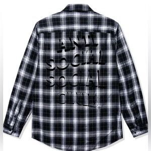 Anti Social Social Club Overwhelming Proof Flannel Black/White Large NWT